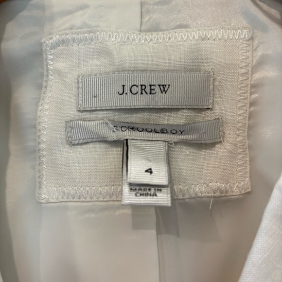 J. Crew Schoolboy White Linen Navy Tipped Blazer size 4 - Picture 5 of 11